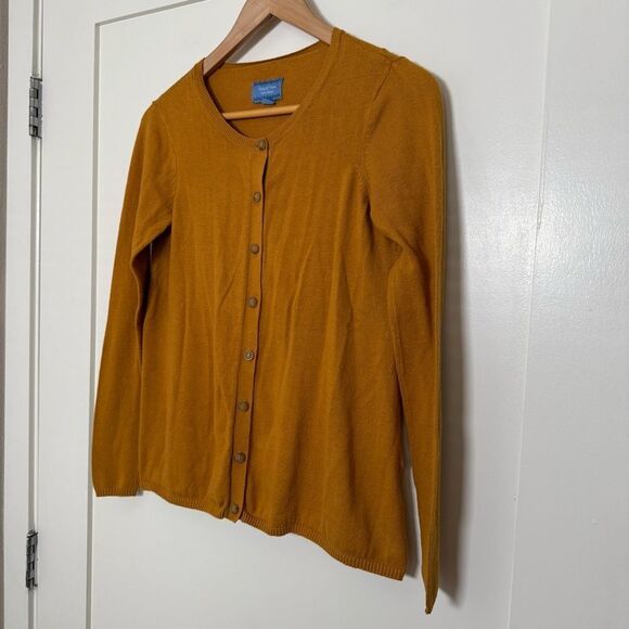 Simply Vera Vera Wang Cardigan Womens Sz XS Mustard Button Front Casual Colorful - Picture 2 of 11